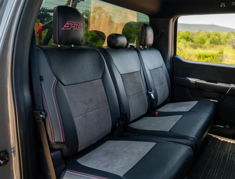 Ford F250 Super Duty Rear Seat Covers - PRP Seats - SuperCrew Model - Black w/ Red Stitch - `23-`26